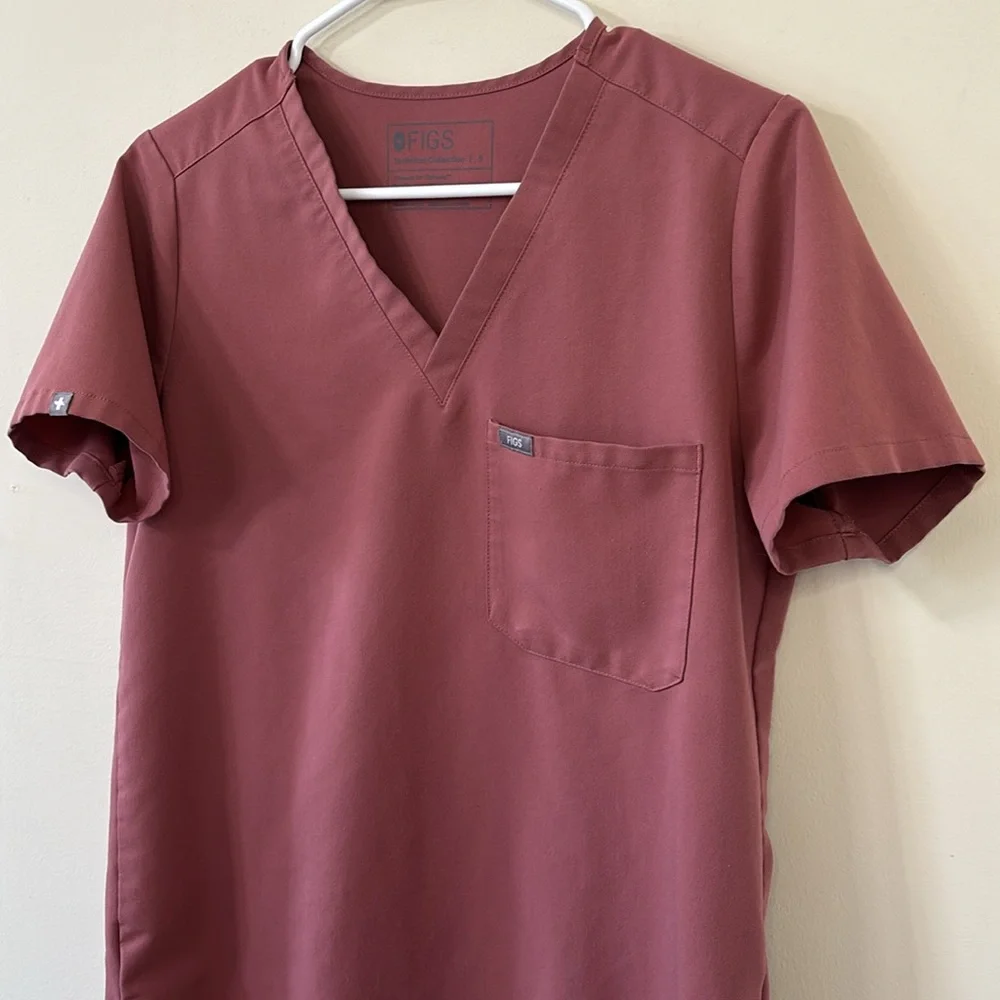 FIGS Catarina One-Pocket Scrub Top Mauve Size Small - Picture 7 of 10